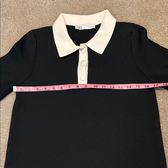 Zara Black Sweater Dress with Cream Collar - Picture 4 of 7